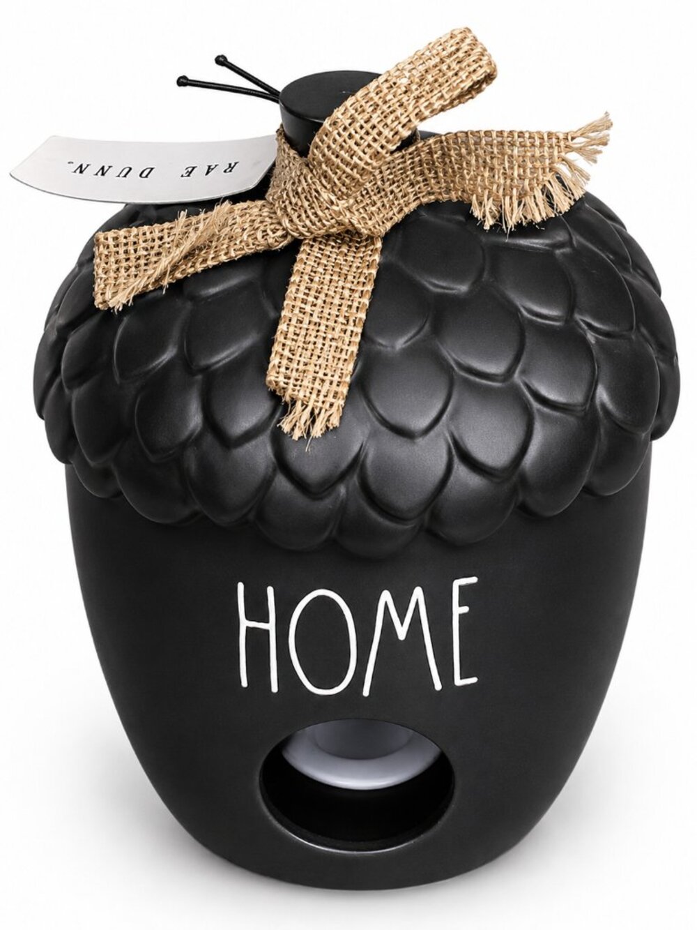 Rae Dunn "Home" Black Ceramic Acorn Shaped Birdhouse